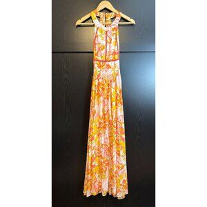 Floral Maxi Dress in Orange and Pink